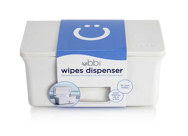 Ubbi Baby Wipes Dispenser | Baby Wipes Case | Baby Wipes Holder with Weighted Plate, Keeps Wipes Fresh and Non-Slip Rubber Feet, White