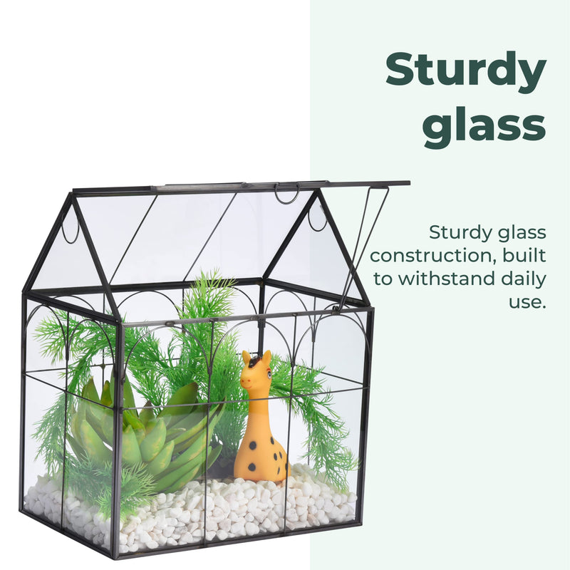 Window Garden Glass Terrarium With Lid 9x11x6 Inch Indoor Greenhouse Decor