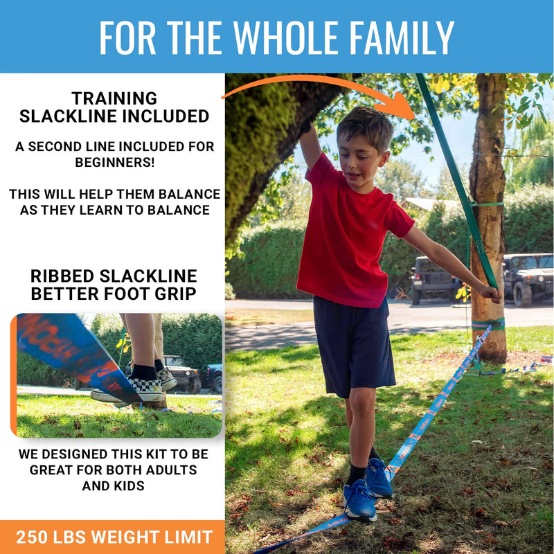 Hyponix Slackline Kit 70 W Training Line Slackline for Backyard Adults Kids