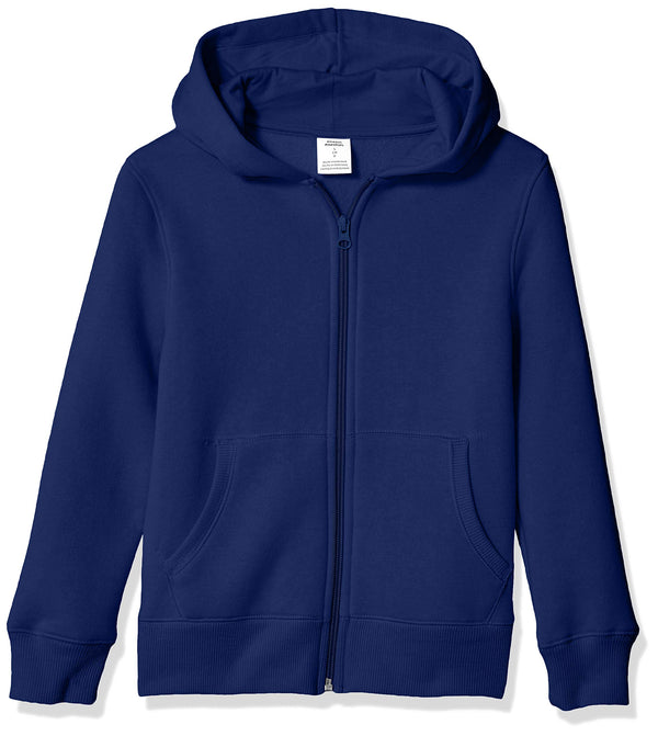 Amazon Essentials Boys' Fleece Zip Up Hoodie Sweatshirt Navy Large