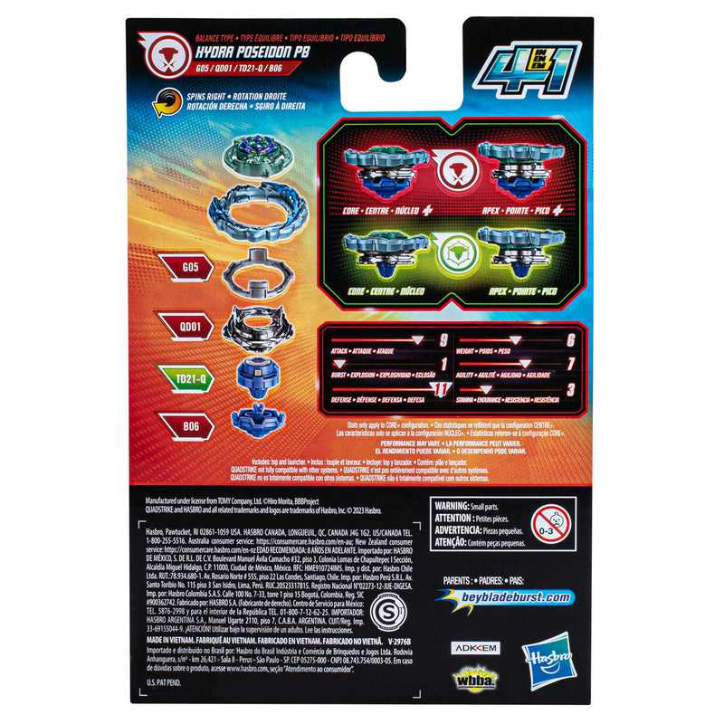 Beyblade Burst Quadstrike Hydra Poseidon P8 Starter Pack Balance Launcher