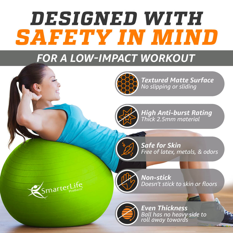 SmarterLife Workout Exercise Ball for Fitness Yoga Balance Stability or Birthing