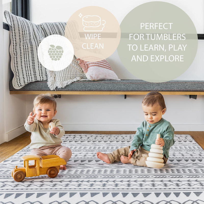 Reversible Baby Play Mat Large Foam Mat Olive Jungle Design 79 x 55 Inch