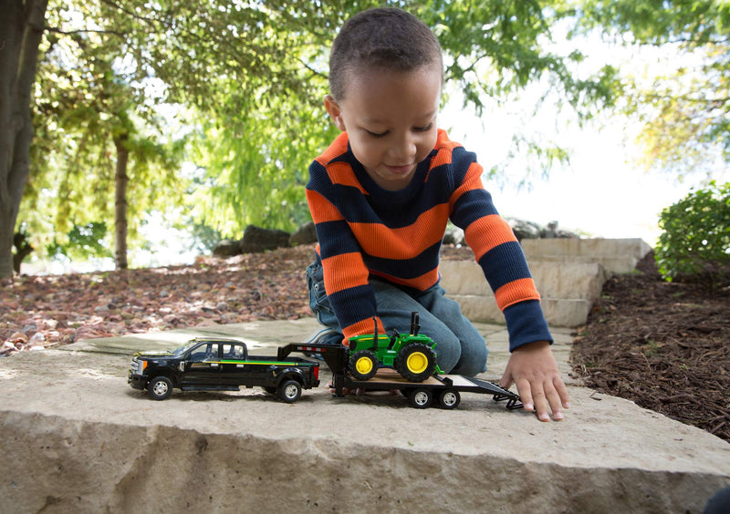 John Deere Tractor and Ford F350 Toy Set with Trailer