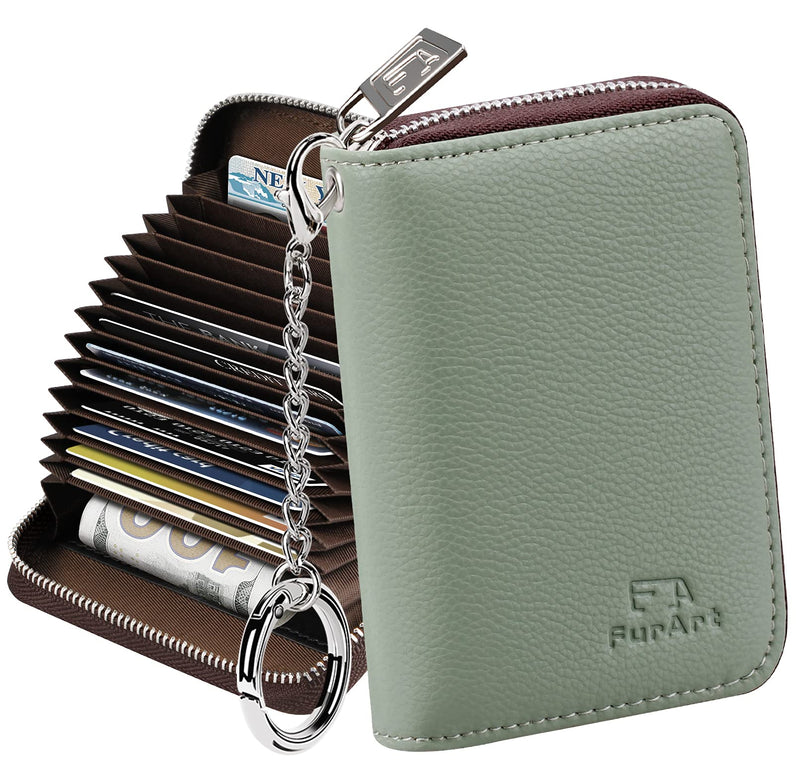 Compact RFID Blocking Card Holder with Zipper and Keychain