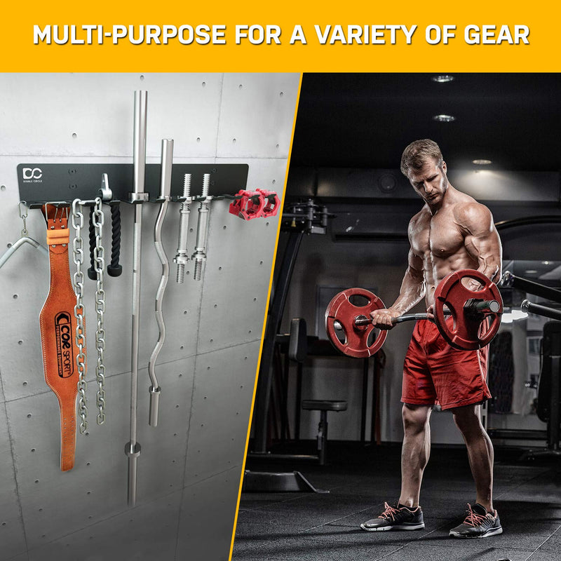 Heavy Duty Gym Equipment Wall Rack with 12 Hooks - 25" XL