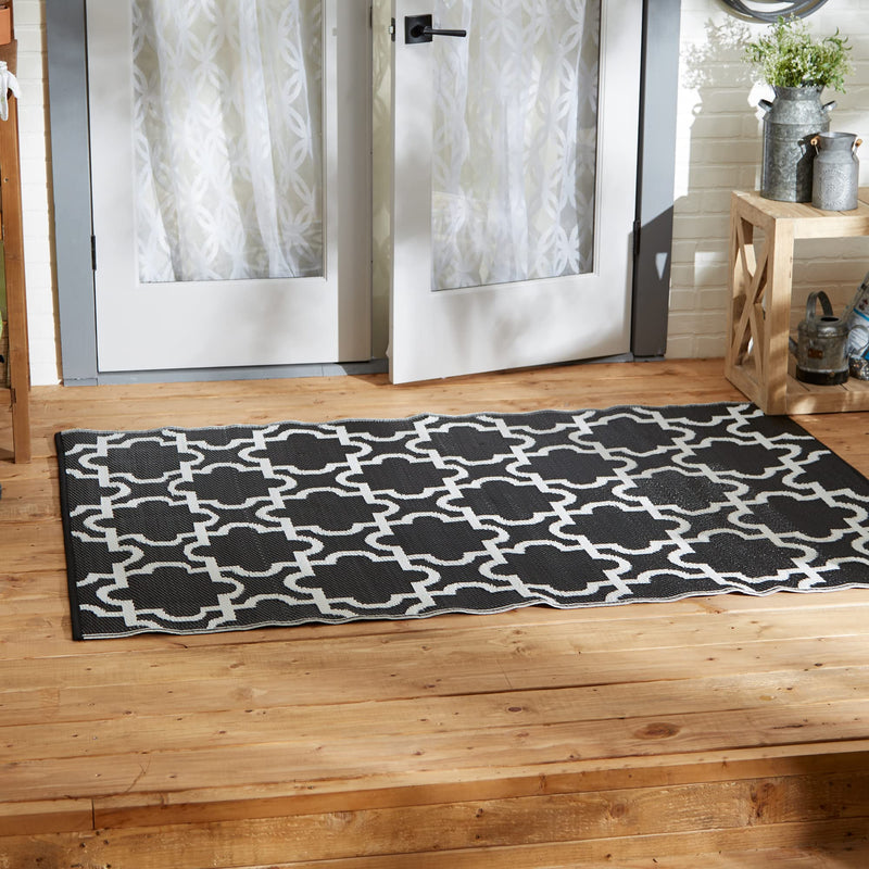 Dii Reversible Outdoor Lattice Woven Rug 4x6 Ft Black