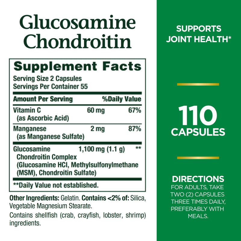 Nature's Bounty Glucosamine Chondroitin Joint Health Supplement 110 Capsules