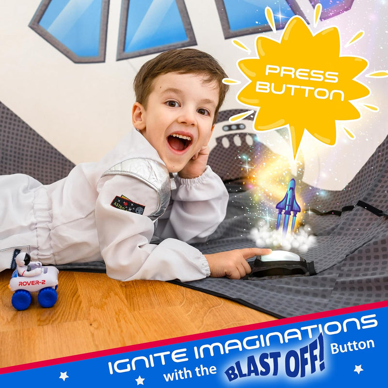 Space Explorer Aerodome with LED Lights & Blast-Off Button Indoor Tent for Kids