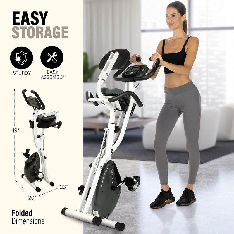 Lanos Foldable Home Exercise Bike - 2 in 1 Magnetic Resistance