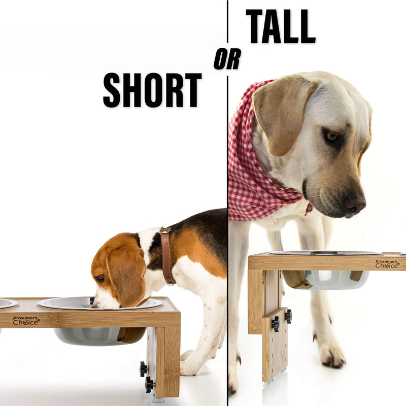 Prosumer's Choice Bamboo Adjustable Height Dog and Cat Bowls and Stand