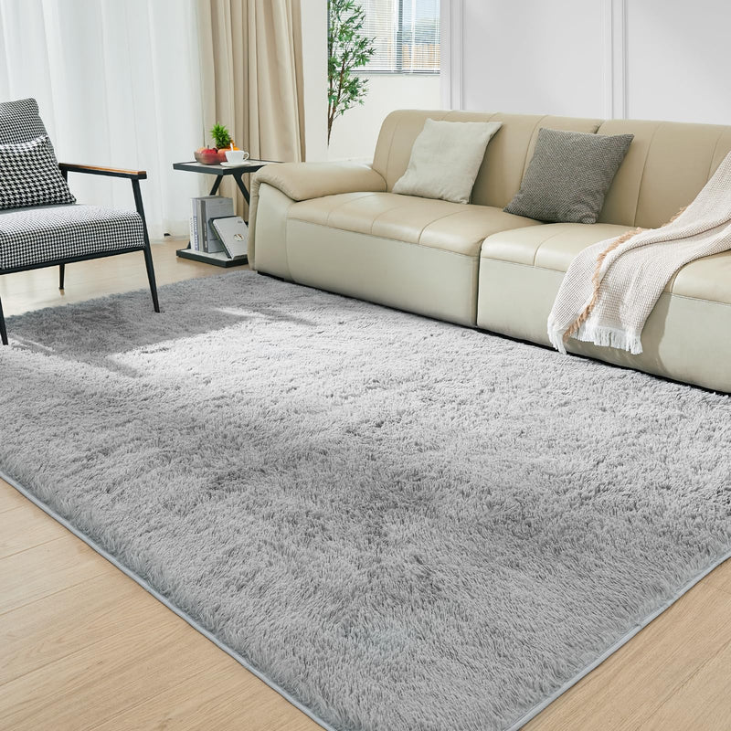 Ultra Soft Rug for Living Room, 3X4 Light Grey Fluffy Shag Area Rug for Bedroom, Modern Shaggy Carpets Fuzzy Rug for Kids Boys Girls Dorm Nursery Home Decor Aesthetic, Upgrade Anti-Skid Durable