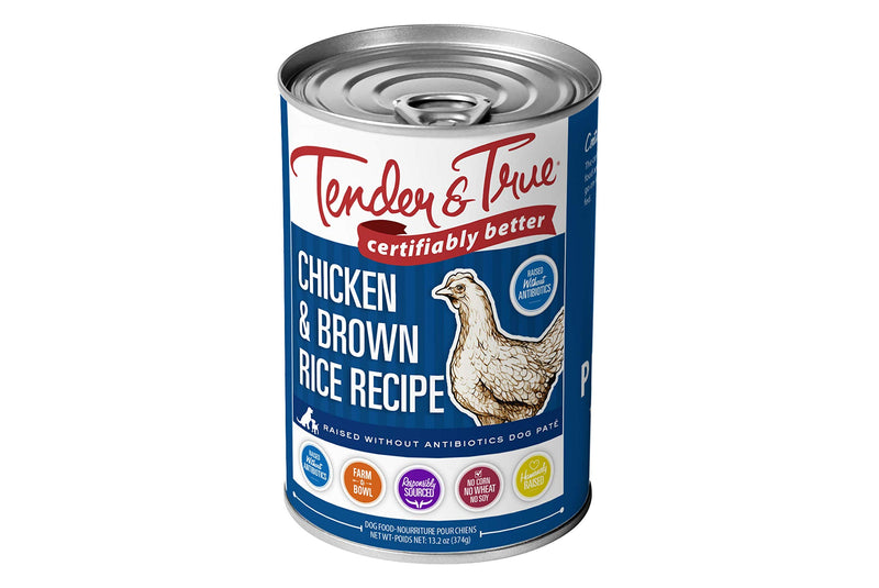 Tender & True Chicken & Brown Rice Canned Dog Food 12 Case 13.2 Oz