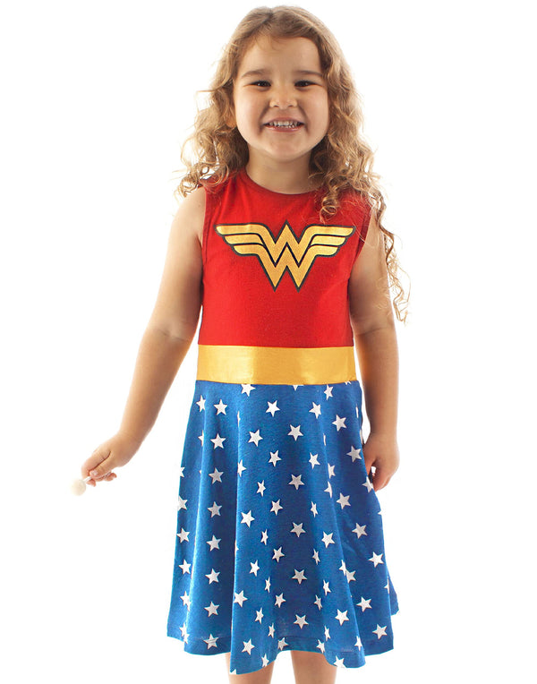 Wonder Woman Dress Cosplay Girls Kids Red or Blue Dress Up Outfit 7 to 8 Years