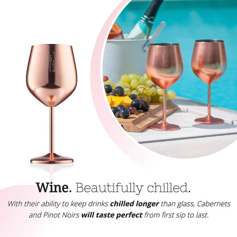 Gusto Nostro Stainless Steel Wine Glasses Set of 4