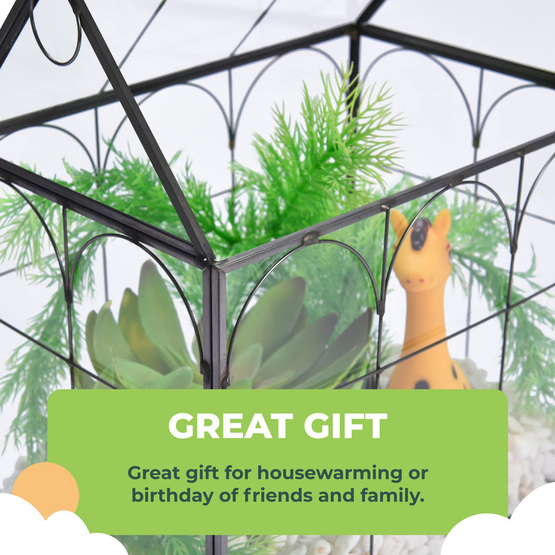 Glass Terrarium Lid Indoor Greenhouse Plant Decor 9x11x6 Inch Dome Terrarium Kit