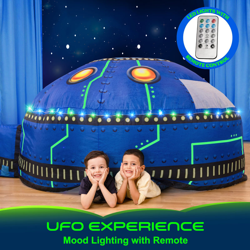 LED Light-Up UFO Inflatable Play Tent for Kids Ages 3-12