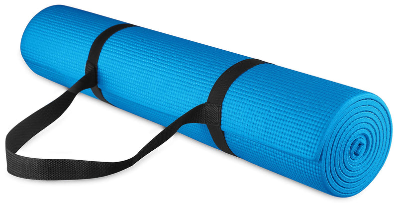 Eco-Friendly Non-Slip Yoga Mat with Carry Strap - Blue