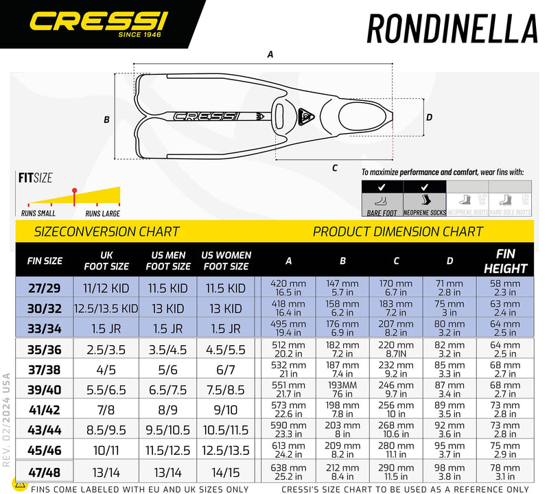 Cressi Rondinella Snorkeling Fin EU 45/46