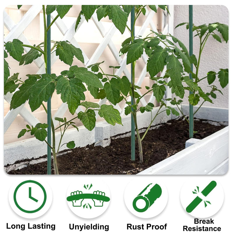 Green Steel Garden Stakes for Plants, 48 Inches Pack of 25