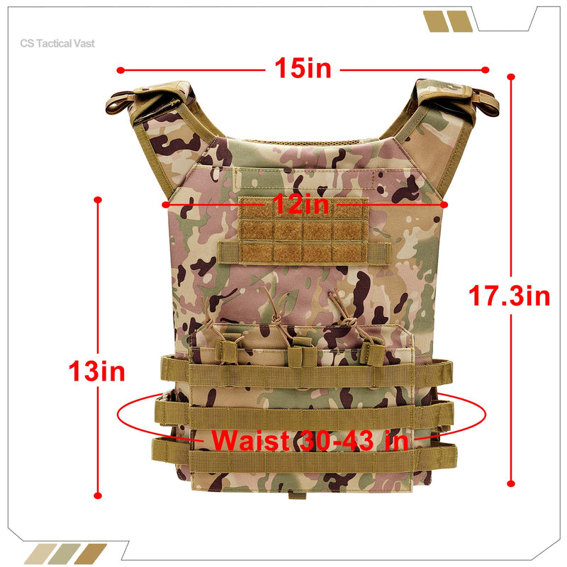 Kuiedis Camo Tactical Vest Adjustable Breathable for Airsoft Large