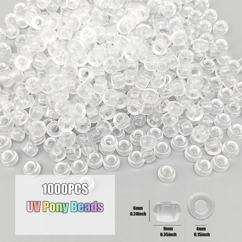 UV Color Changing Pony Beads 1000pcs - 9mm for Jewelry & Crafts