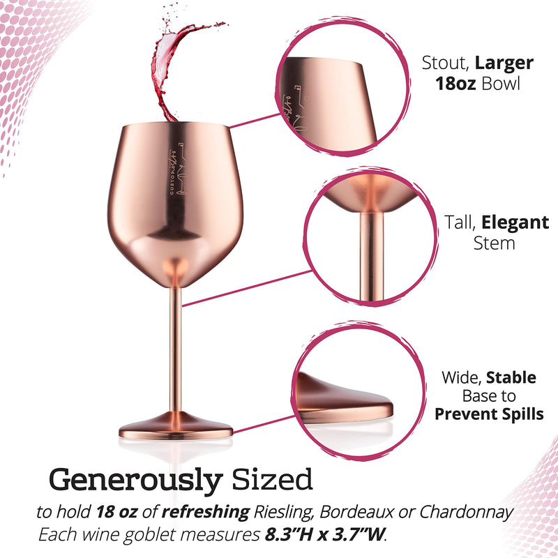 Gusto Nostro Stainless Steel Wine Glasses Set of 4