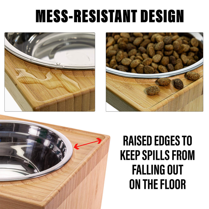 Prosumer's Choice Bamboo Adjustable Height Dog and Cat Bowls and Stand