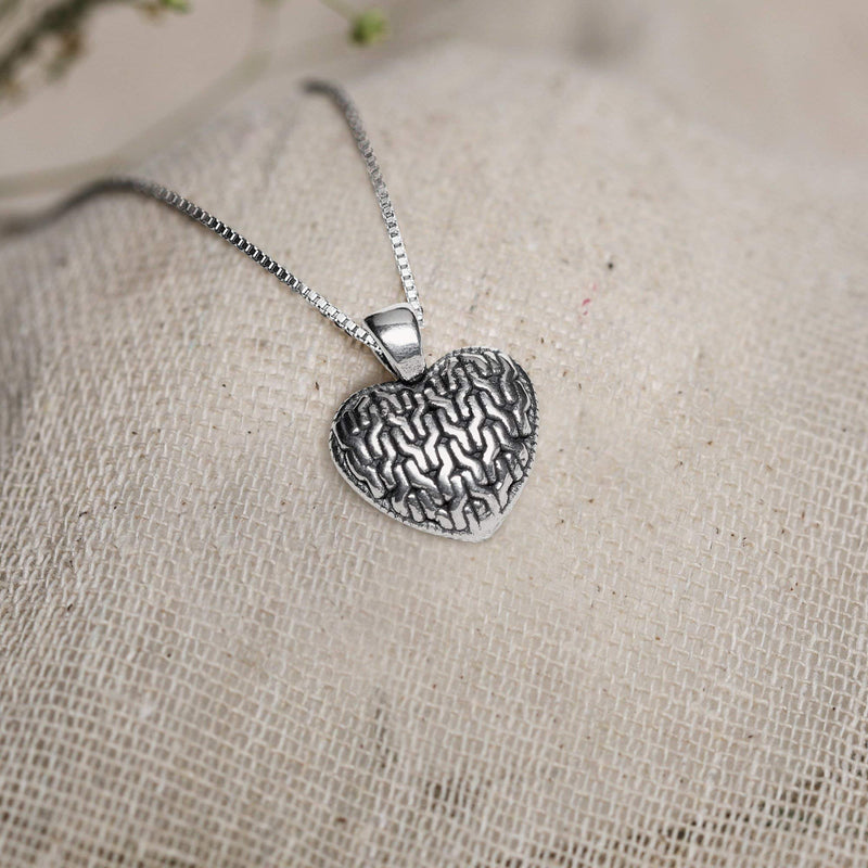 Giva Avni 925 Oxidised Silver Charming Heart Pendant With Box Chain Necklace