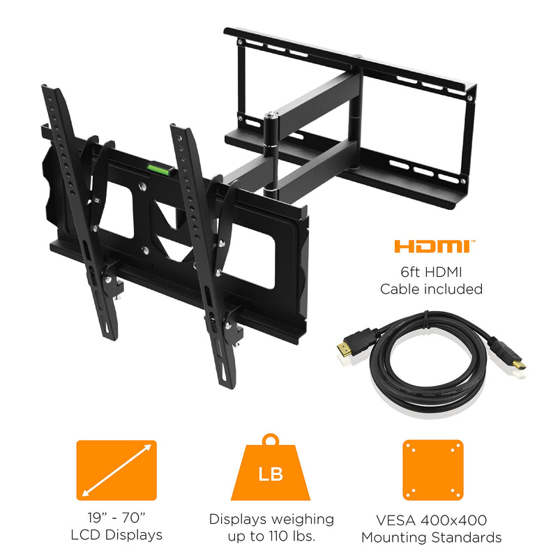 Ematic Full Motion TV Wall Mount for 70-Inch LCD Screens