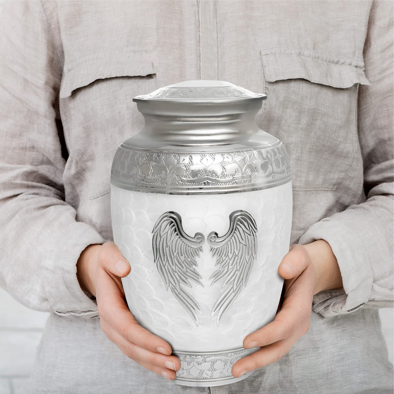 Extra Large White Cremation Urn for Adult Male up to 300 lbs Decorative Restaall