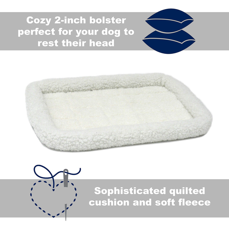 White Fleece 24-Inch Dog Bed with Bolster Cushion