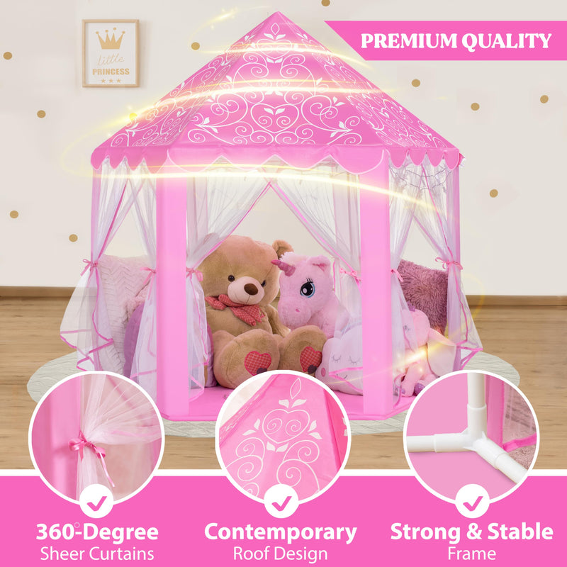 Pink Princess Castle Tent with Fantasy Sound & LED Lights