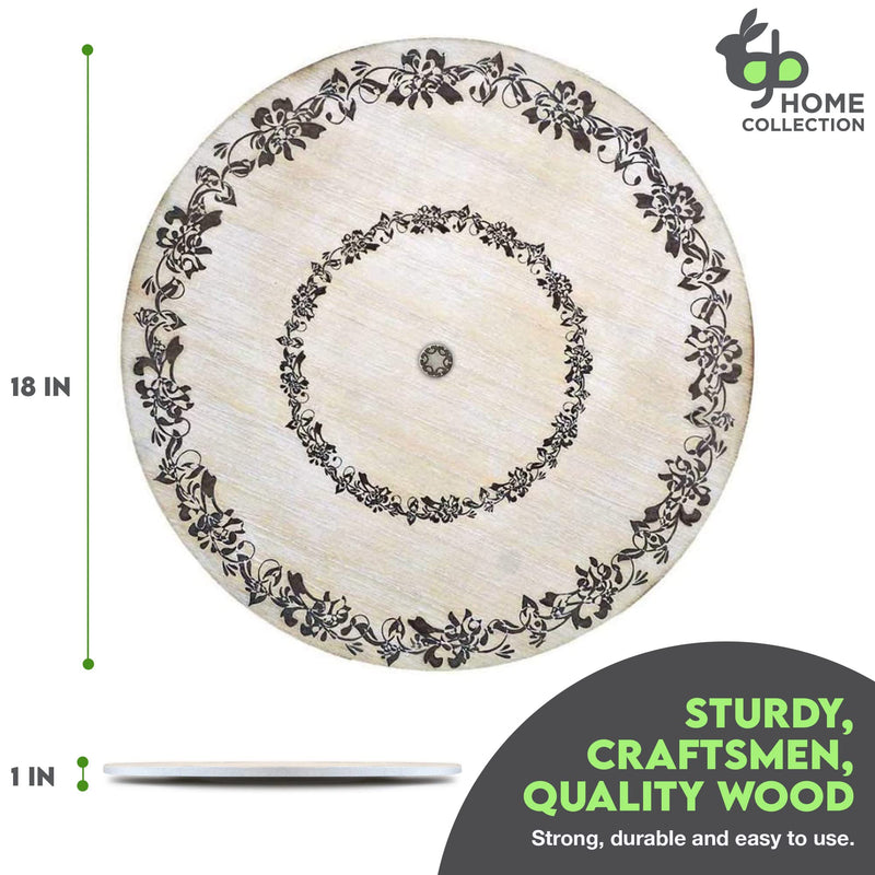 18" Rotating Wooden Lazy Susan with Artistic Design