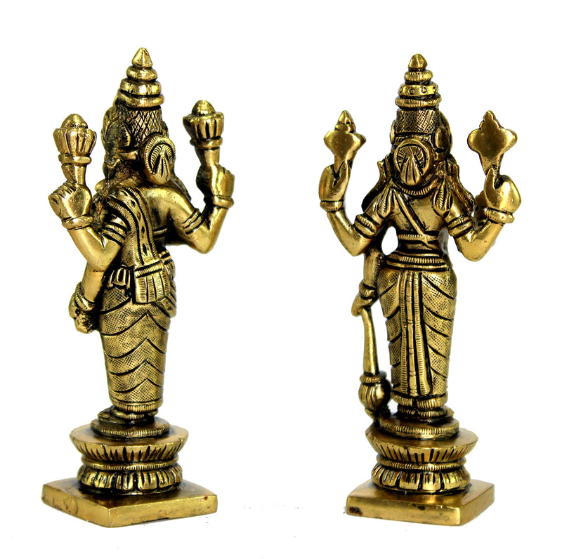 Esplanade 5 Brass Lakshmi Narayan Pair Vishnu & Laxmi Idol Statue for Pooja