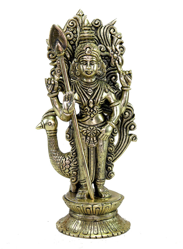 Esplanade Brass Lord Karthikeya Murti Statue 9.75 Sculpture Karthik Subramanya