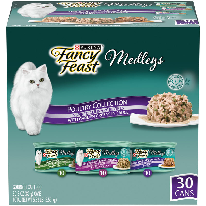 Purina Fancy Feast Medleys Poultry Variety Pack Wet Cat Food - 30 Cans (3oz each)