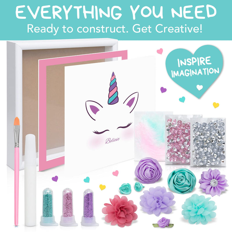 Amitié Lane DIY Unicorn Picture Craft Kit - Gifts for Girls - Create Your Own Wall Art Bedroom Decor with This Arts & Crafts Kit for Kids - Girls Toys and Birthday Gifts with Unicorns