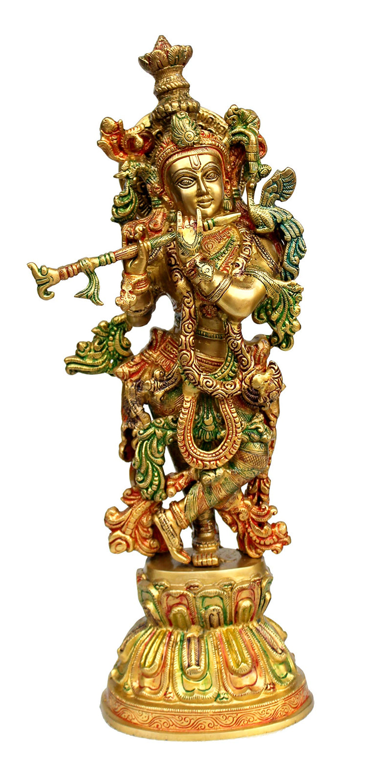 eSplanade - Brass Radha Krishna - Big Size - Brass Radha Idol Statue Sculpture (21") (Radha Krishna Coloured)