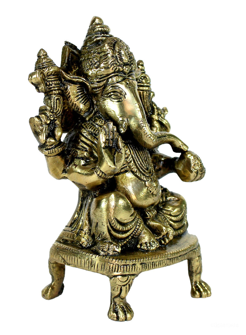 Esplanade 8 Brass Ganesha in Antique Finish Pooja Puja Ganesh Idol 5.75 Ganesh