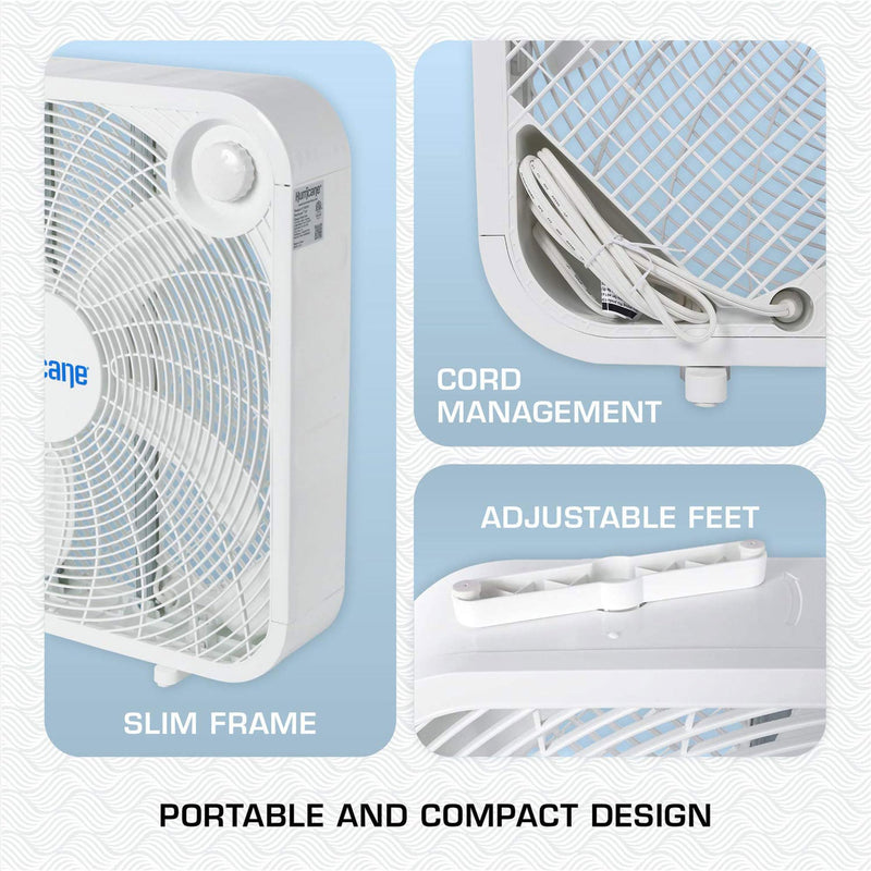 Hurricane 20 Inch Box Fan with 3 Speed Settings