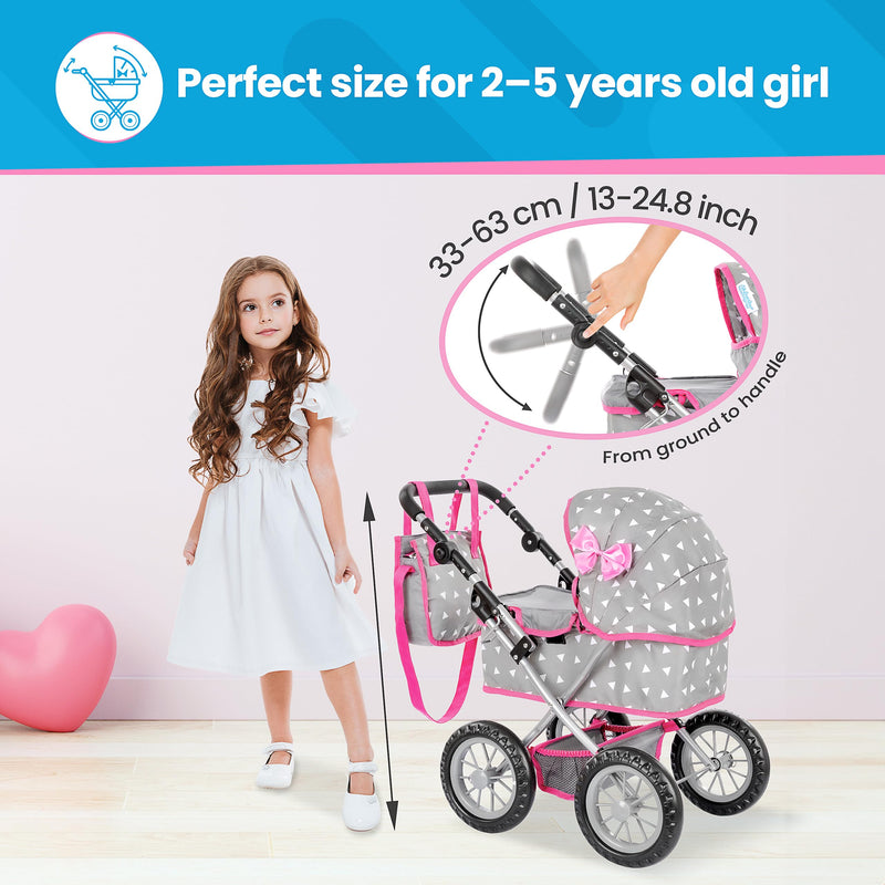 Kinderplay Baby Doll Stroller Baby Doll Pram Reborn Strollers Model KP0261S