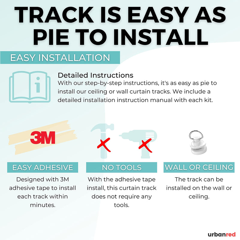 Self-Adhesive Curtain Track System for Walls and Ceilings 3m