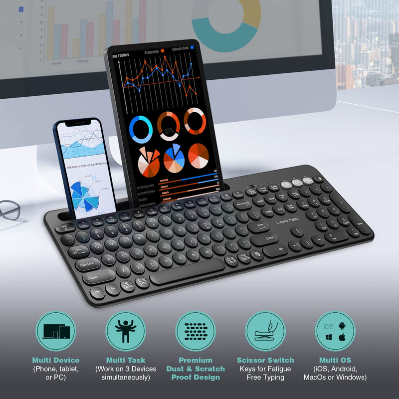 Vortec Wireless Bluetooth Keyboard for Multi-Device Use