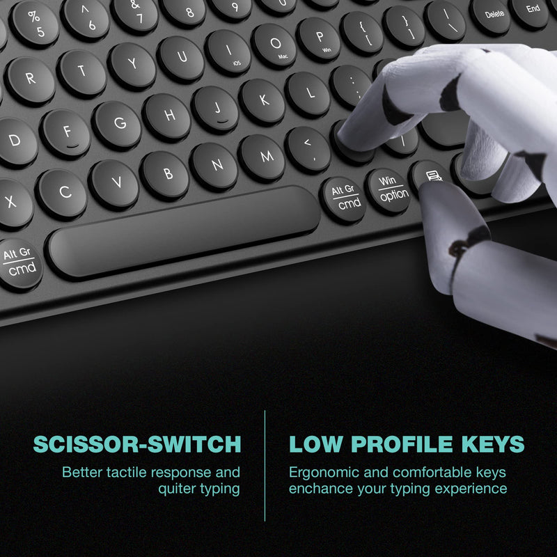 Vortec Wireless Bluetooth Keyboard for Multi-Device Use