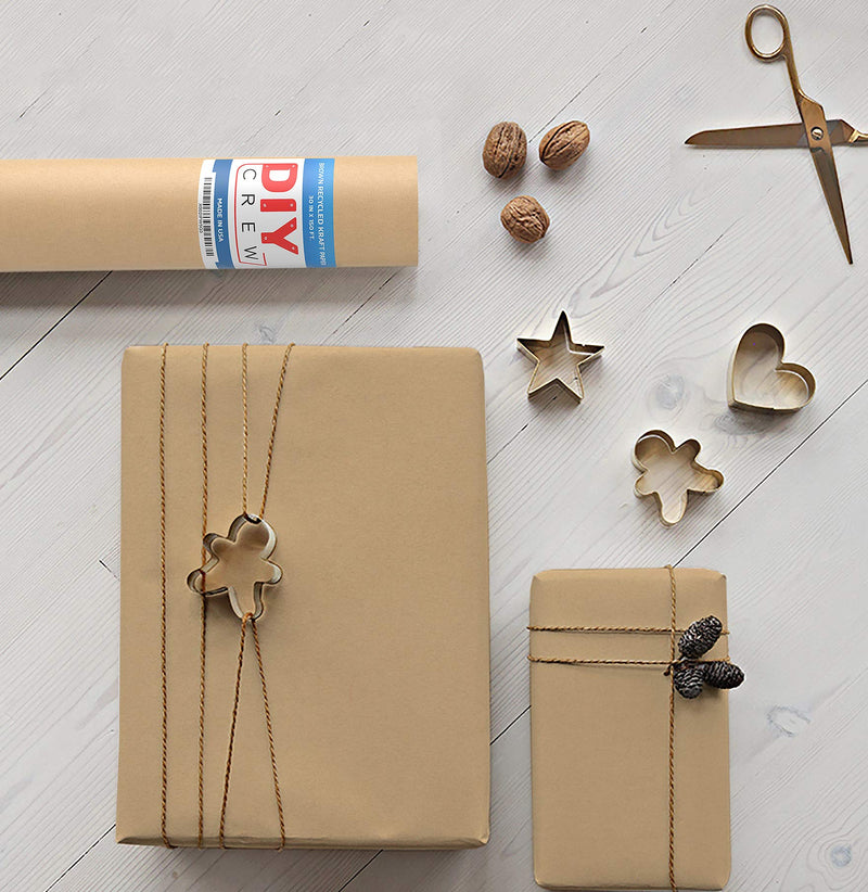 DIY CREW 150' Brown Kraft Paper Roll for Gift Wrapping & Crafts