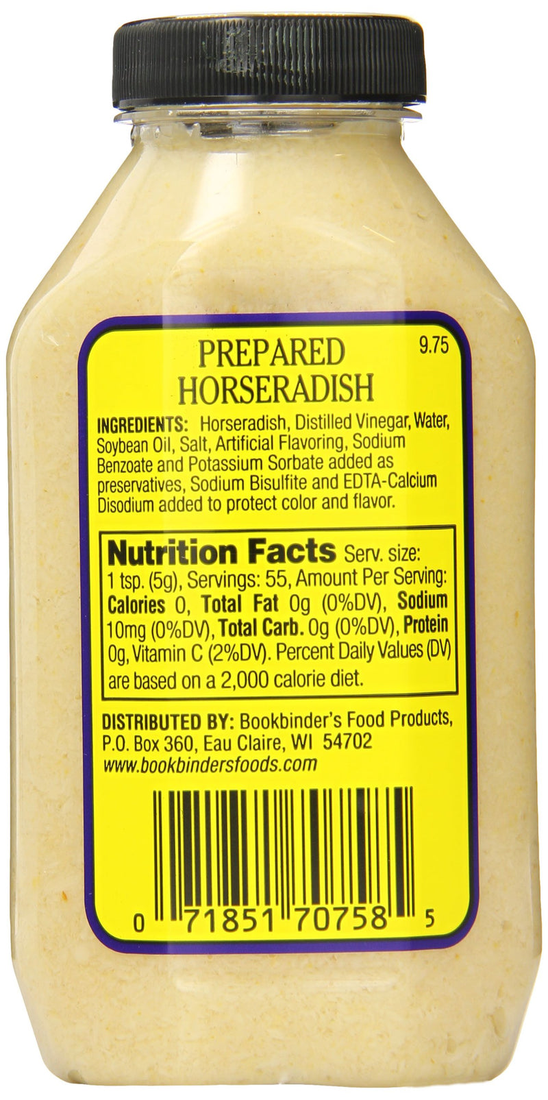 Bookbinder's Restaurant Style Horseradish 9.75 Ounce Pack of 9