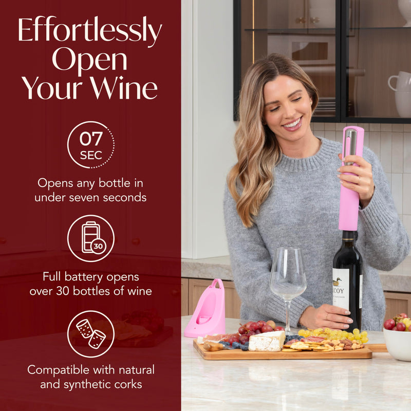 Vin Fresco Electric Wine Opener - Pink & Silver