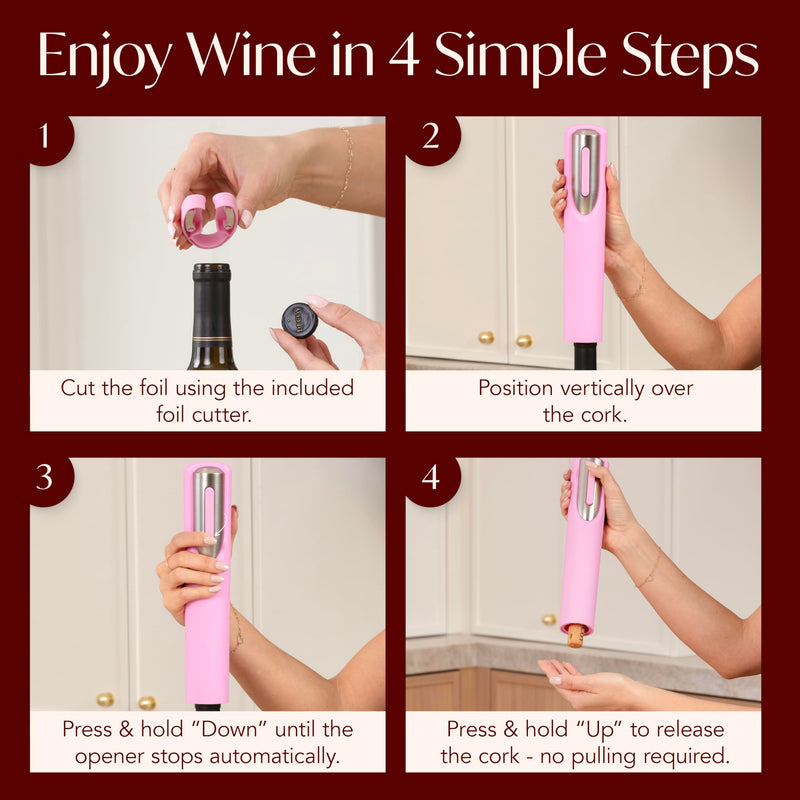 Vin Fresco Electric Wine Opener - Pink & Silver