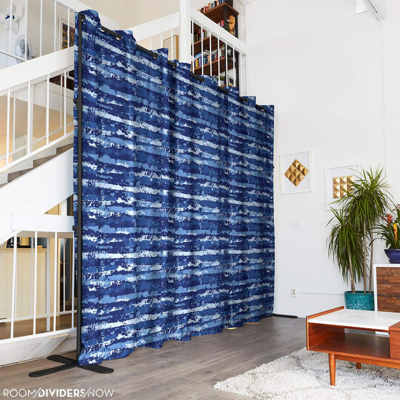 How About Premium Blue Stripe Room Divider Curtain 9x10ft for Privacy & Blackout